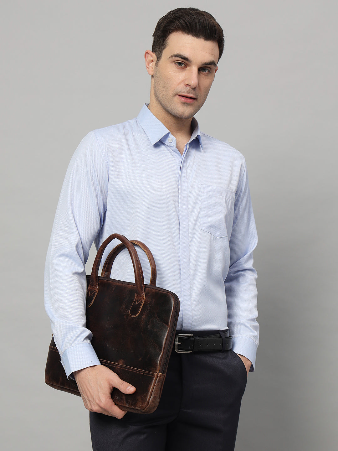 Modernist Leather Laptop Bag-Dark Brown - Osadia Concept Store