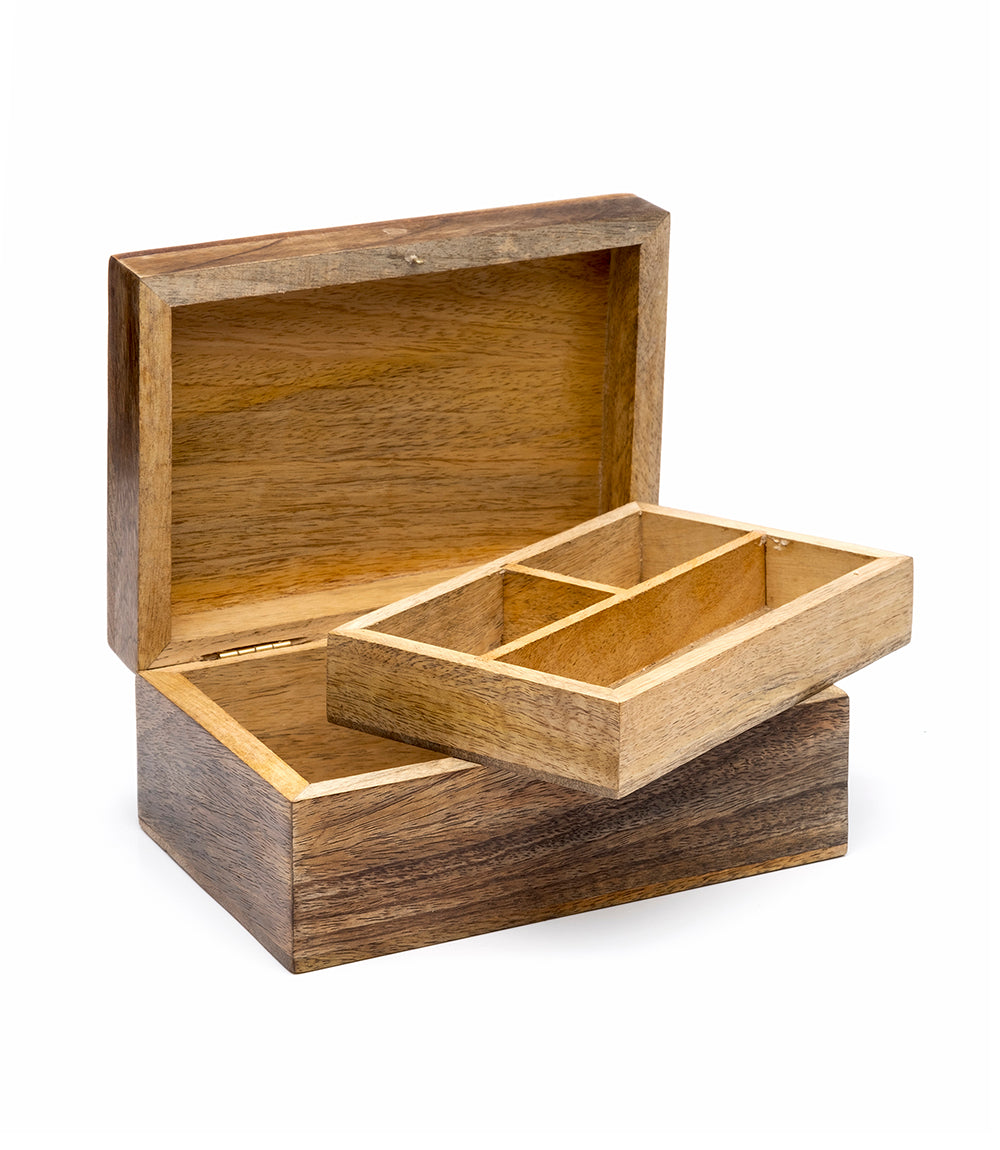Indukala Moon Phase Jewelry Box With Tray - Wood Brass Inlay - Osadia Concept Store