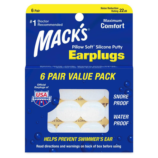 Mack's Pillow Soft Silicone Earplugs - 6 Pair, Value Pack