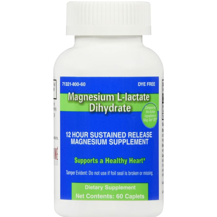 Magnesium L-Lactate Dihydrate 84 mg Sustained Release Caplets (60 Count)