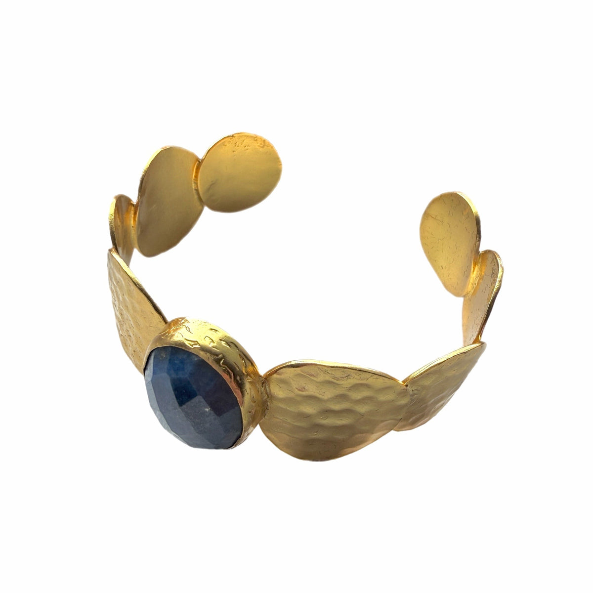 Deniz Lapiz and Gold Disc Cuff Bangle