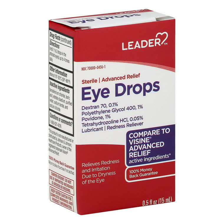 Leader Eye Drops, Sterile, Advanced Relief, 0.5 Fl Oz