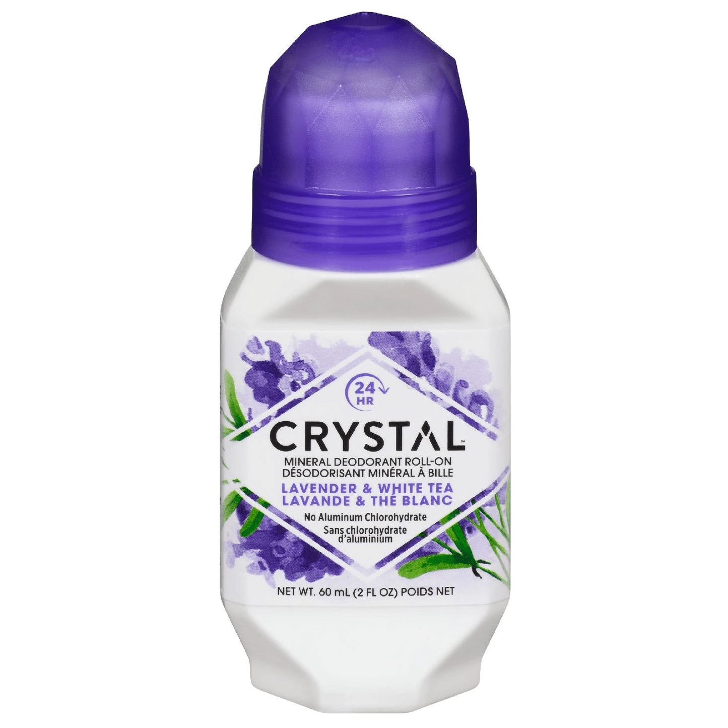 Crystal Essence Mineral Roll On Deodorant, Lavender & White Tea, 2.25 Fl. Oz