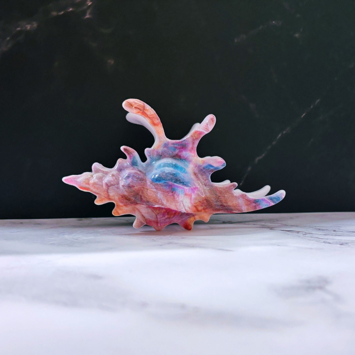 Velvet Claws Realistic Conch Shell Hair Claw in Mermaid Colors | Claw Clip in Velvet Travel Bag