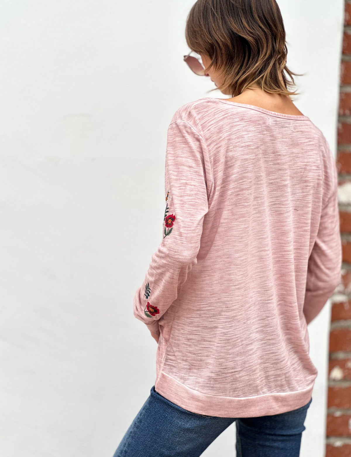 You Deserve Flowers Embroidered Long Sleeve Tee