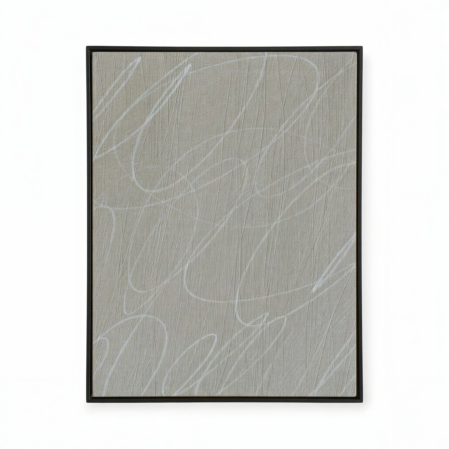 Gestural Marks in Fog Framed Canvas Wall Art