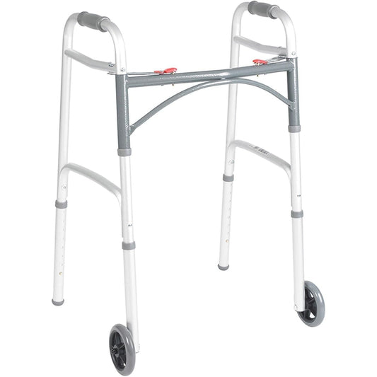 Drive Medical Deluxe Folding Walker Two Button With 5" Wheels