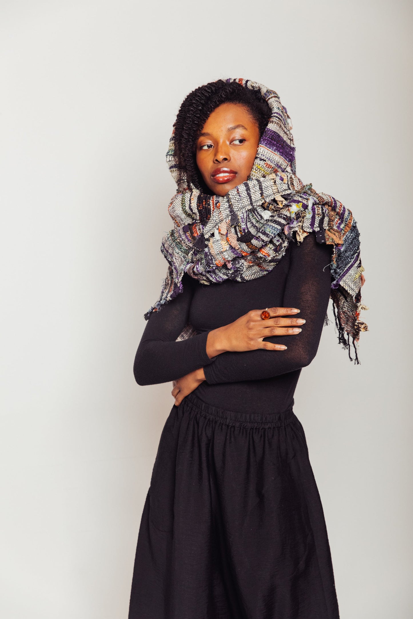 Studio-Woven Zero-Waste Hooded Scarf