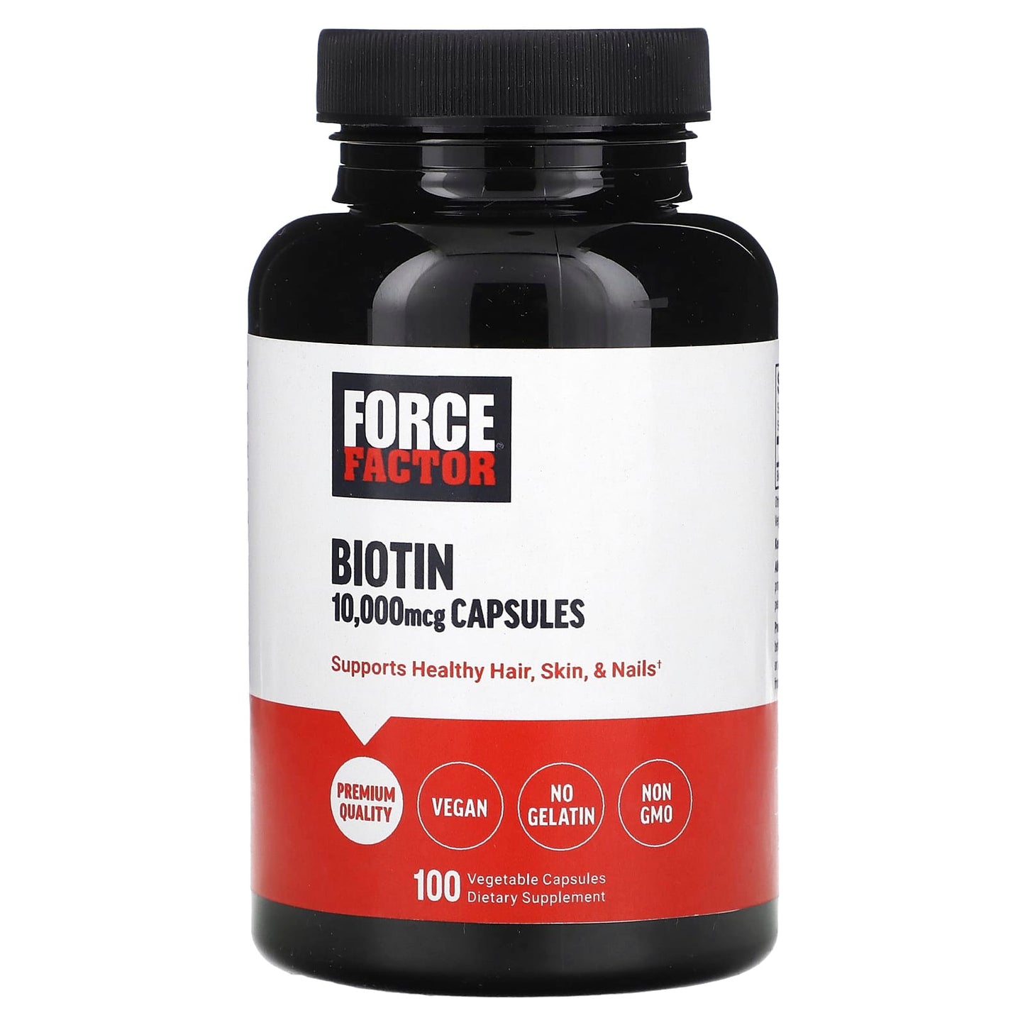 Force Factor Biotin, 10,000 Mcg, 100 Vegetable Capsules