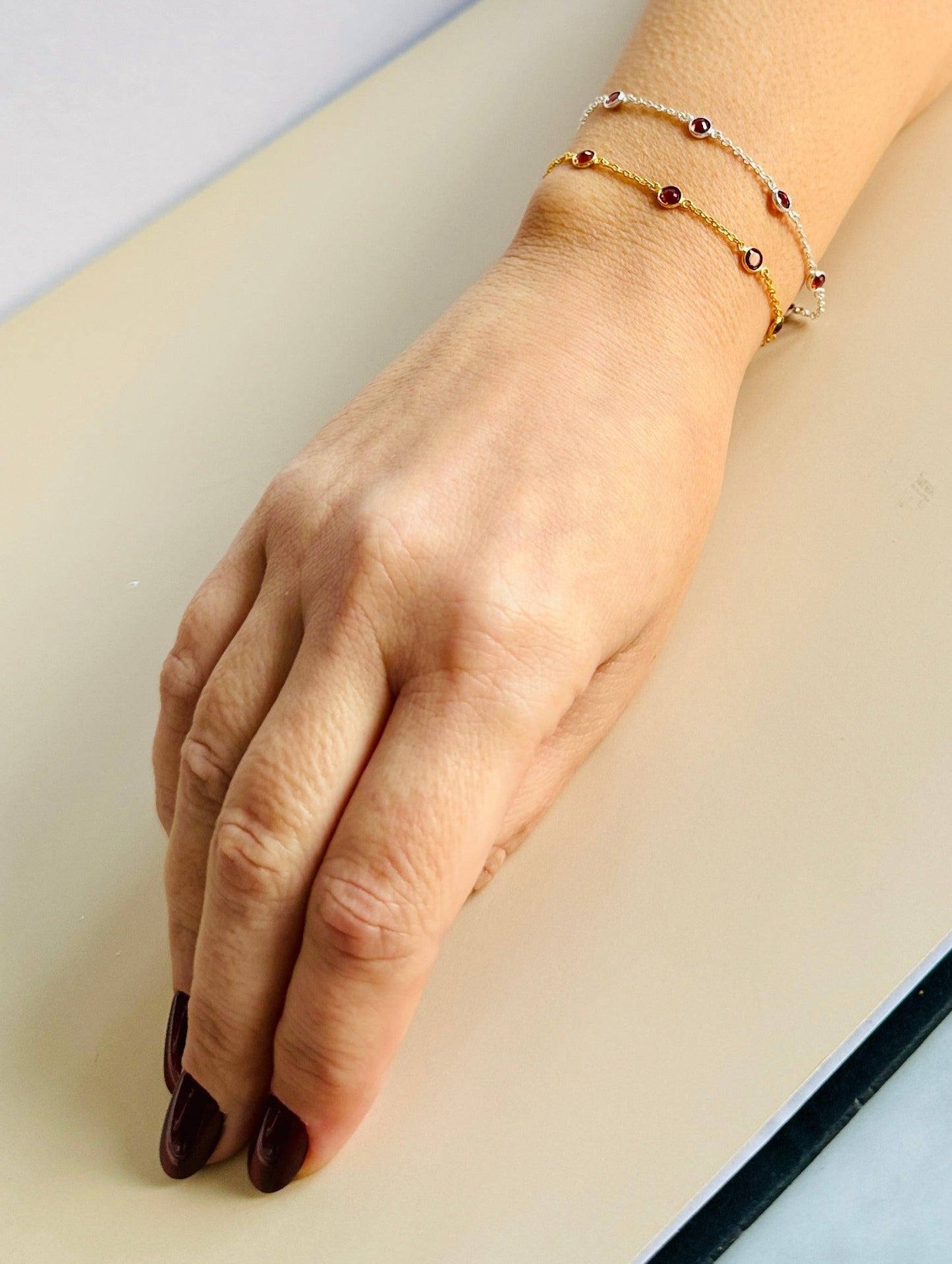 January Birthstone Bracelet — Garnet