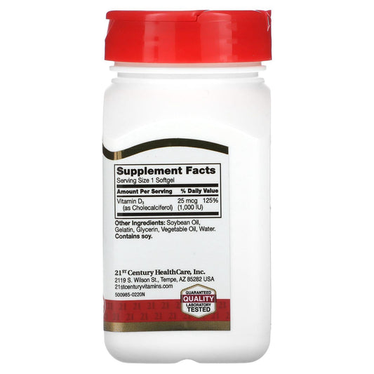 21st Century Vitamin D3-1000 Iu High Potency Softgels
