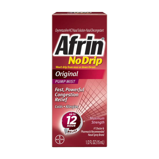 Afrin No Drip Nasal Decongestant, Original, Maximum Strength, Pump Mist