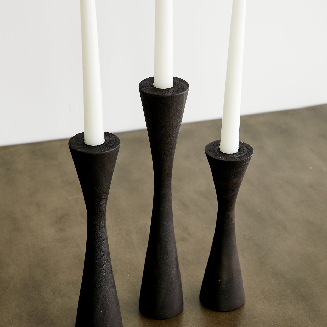 Geo Tapered Wooden Candlestick Holder