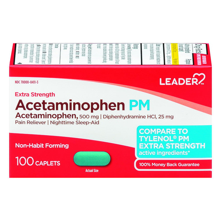 Leader Health Care Acetaminophen, Pm, Extra Strength, Caplets