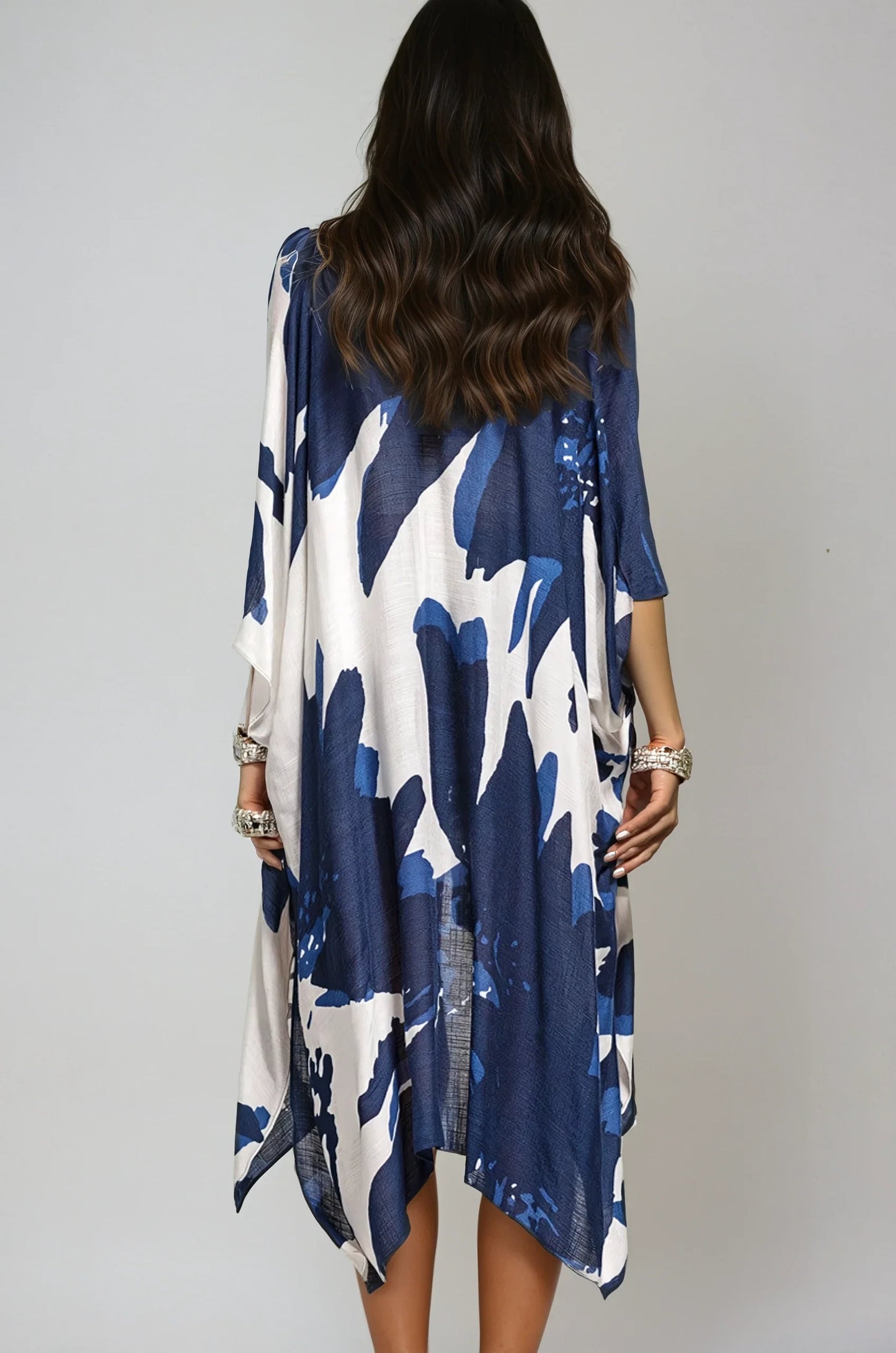 Ocean Bloom Kimono Wrap Navy