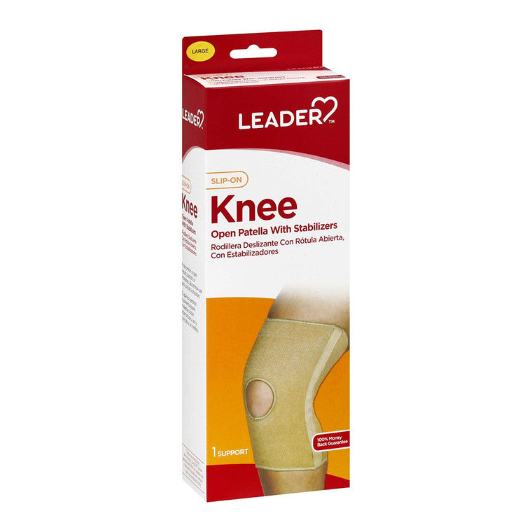 Leader Health Care Knee Elastic Support w/Stabilizers, Large