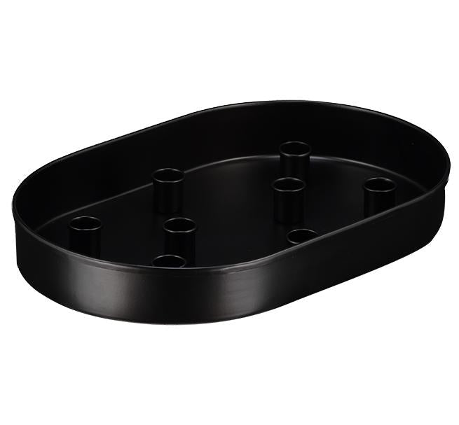 Oval Metal Candle Platter - Jet Black