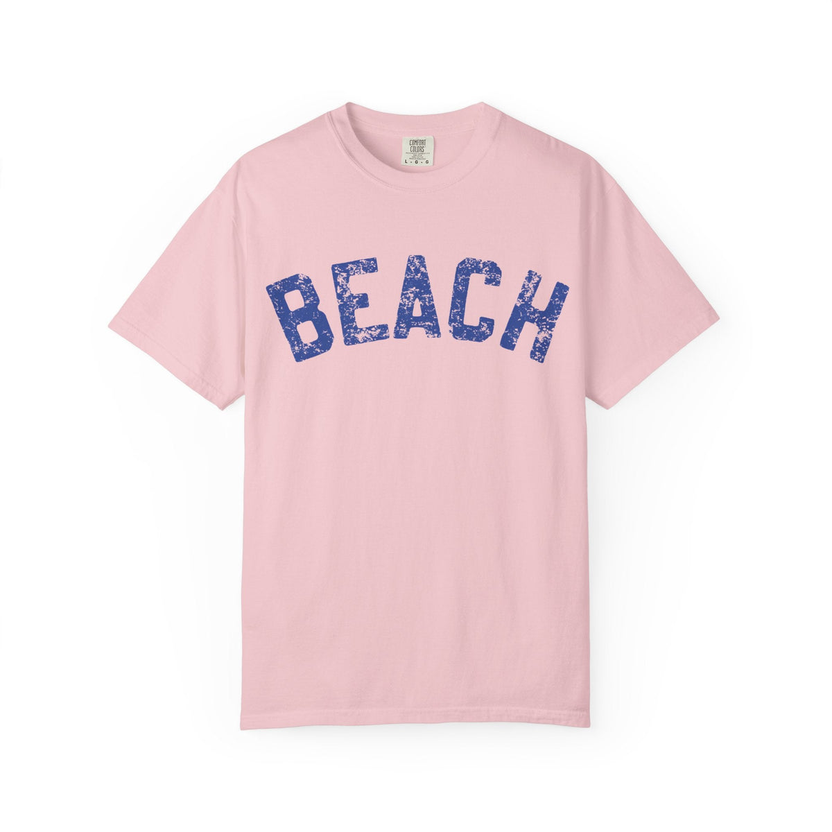 Beach Graphic T-Shirt – Vintage Blue "BEACH" Print