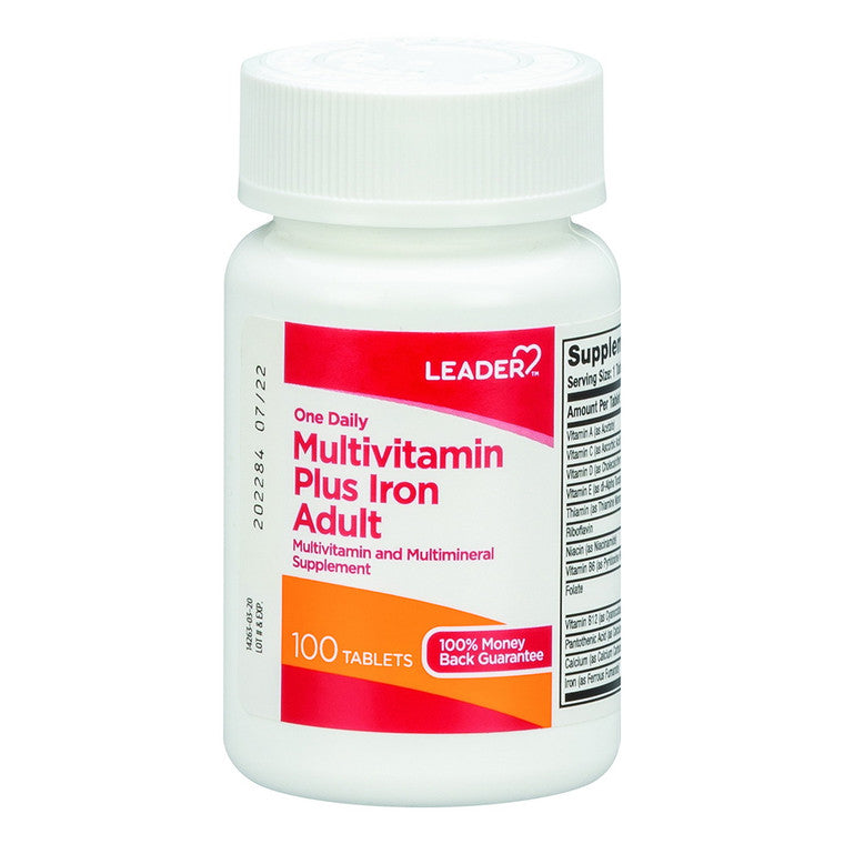 Leader Multivitamin Plus Iron, One Daily, Adult, Tablets