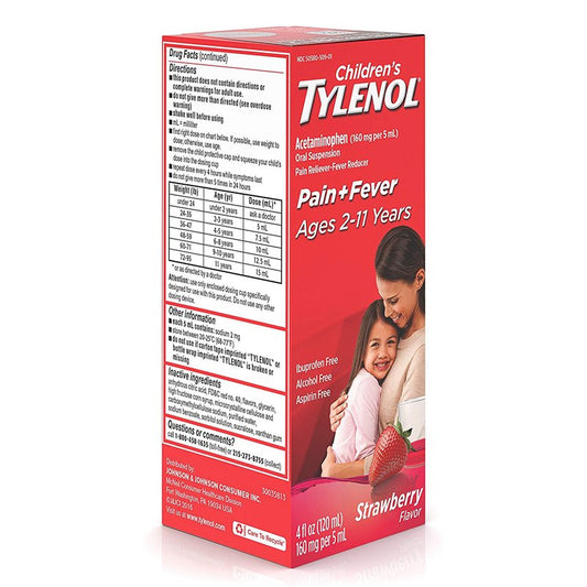 Tylenol Children's Pain + Fever Oral Suspension Strawberry Flavor, 4 Oz