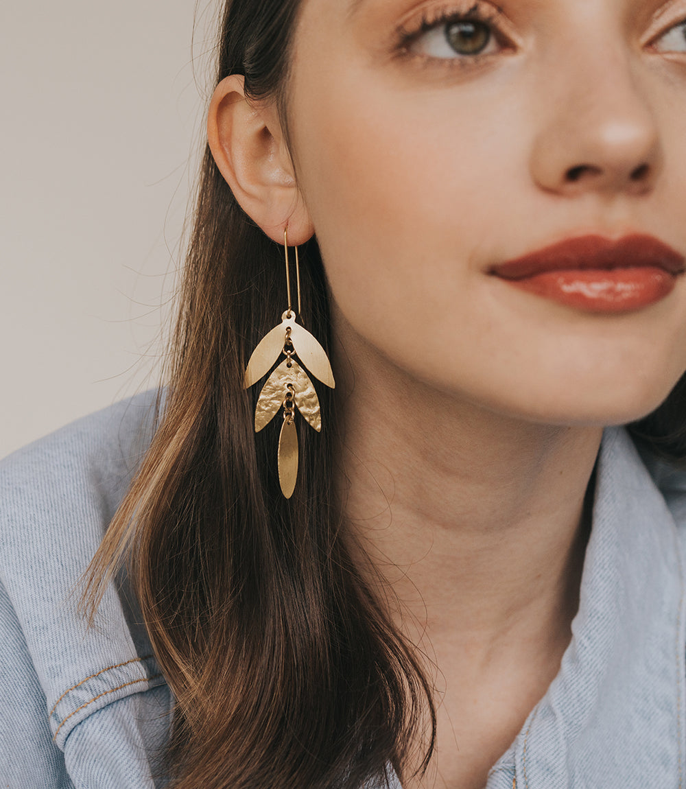 Chameli Leaf Chandelier Dangle Earrings - Osadia Concept Store