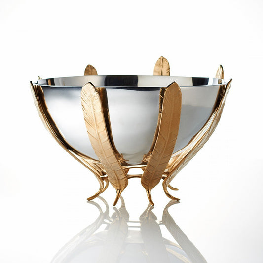 Feather Pedestal Bowl Silver/Gold