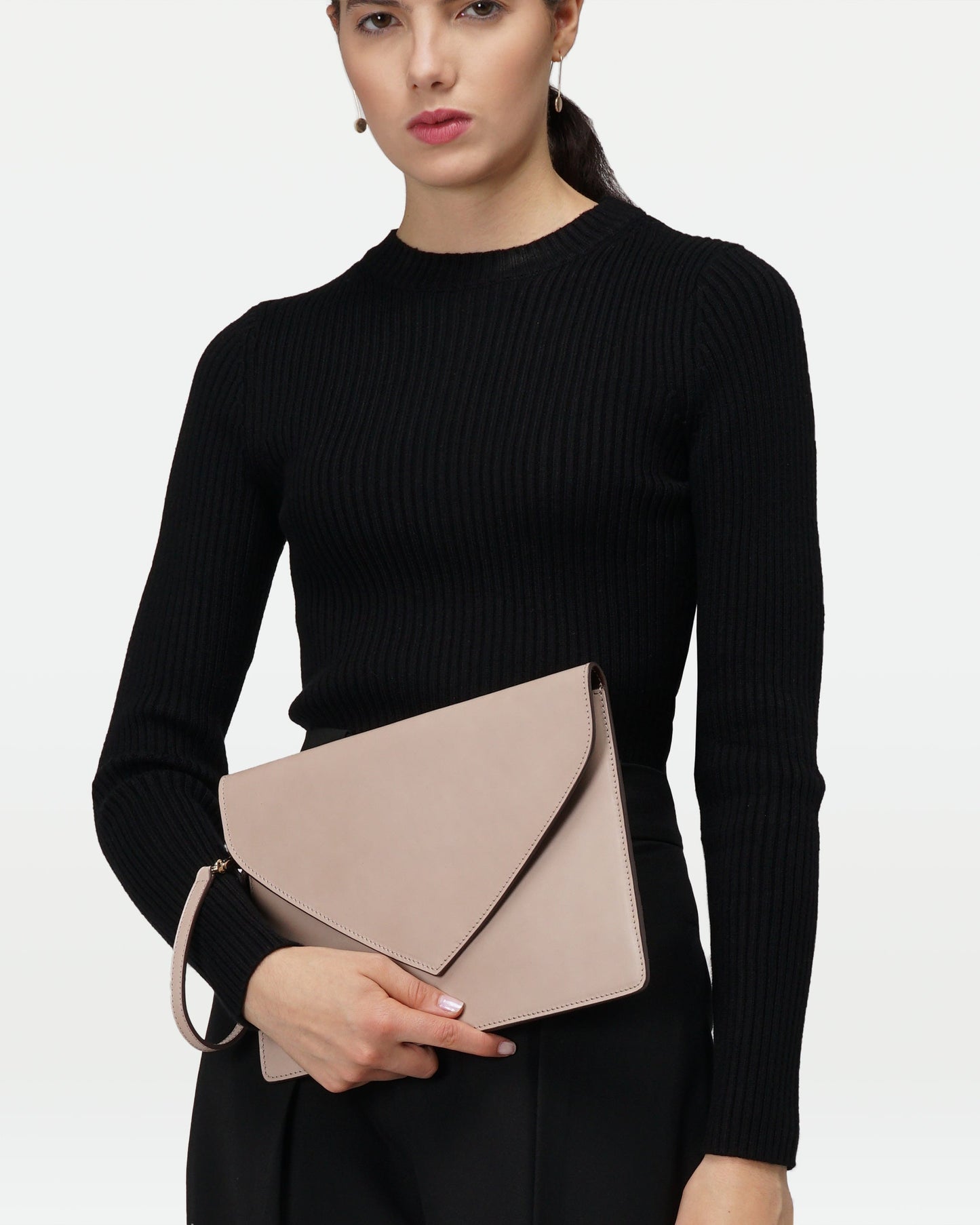 Envelope Clutch in Vegetable tanned calfskin and Suede Leather