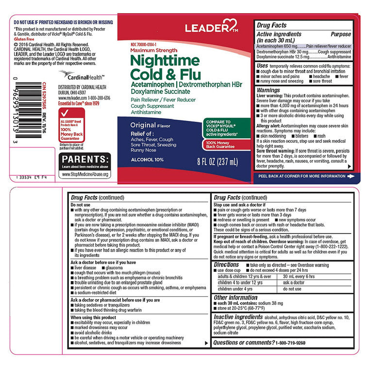 Leader Health Care Nighttime Cold & Flu 8oz
