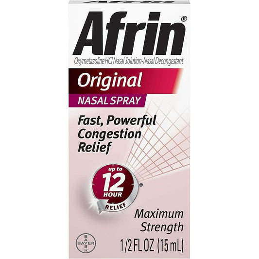 Afrin Original Nasal Spray Maximum Strength Decongestant 0.5 Fl Oz