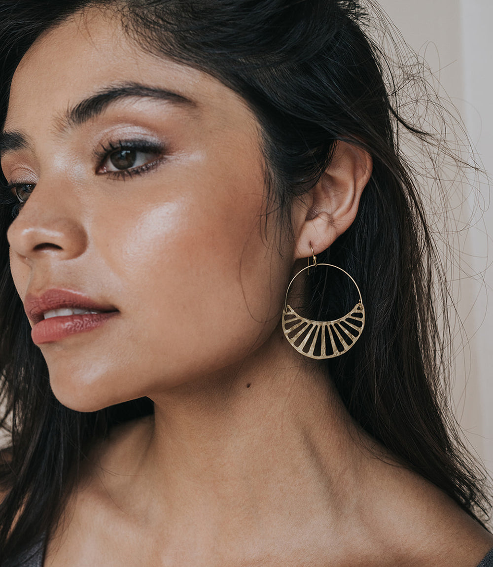 Rajani Hoop Earrings - Crescent Disc - Osadia Concept Store