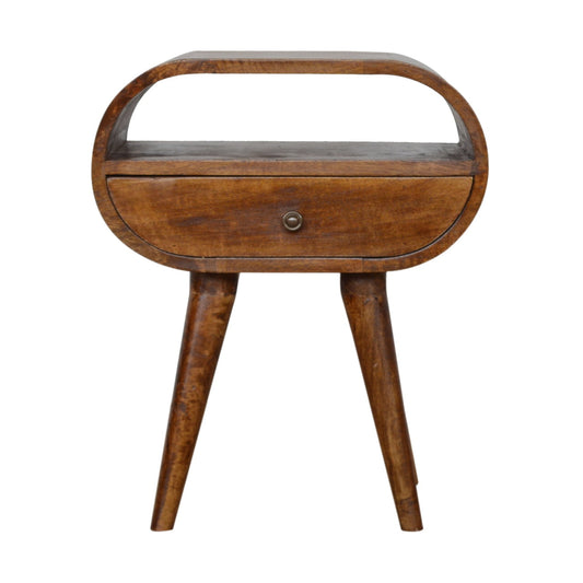 Solid Wood Chestnut Circular Open Bedside