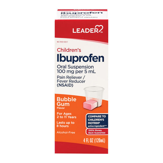 Leader Childrens Ibuprofen Liquid, Bubble Gum Flavor, 4 Oz
