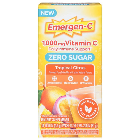 Emergen-C Vitamin Zero Sugar, 1000 Mg, Tropical Citrus
