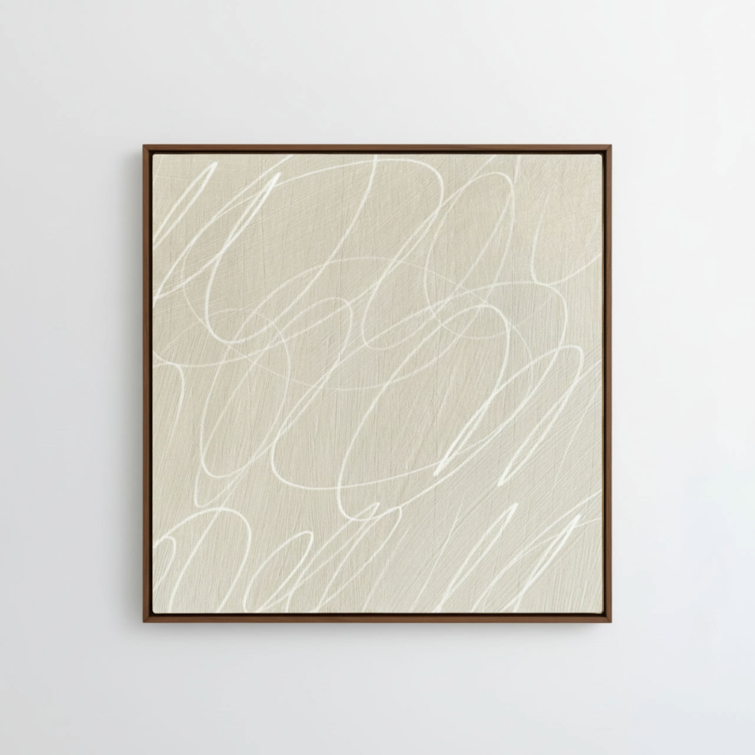 Gestural Marks in Linen by DSCVR Art Framed Square Canvas Wall Art