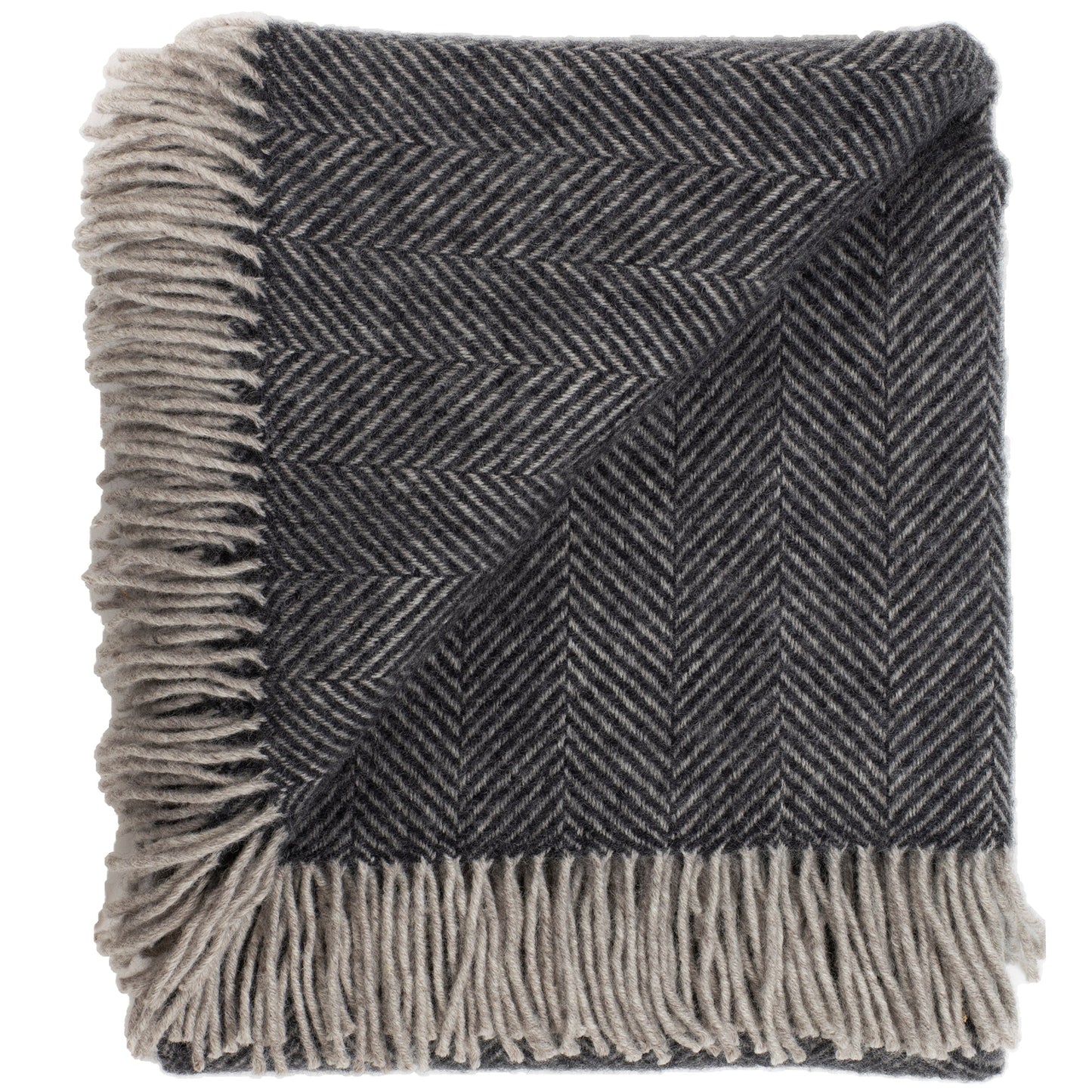 Highland Tweeds Herringbone  Pure New Wool Throw ~ Charcoal ~