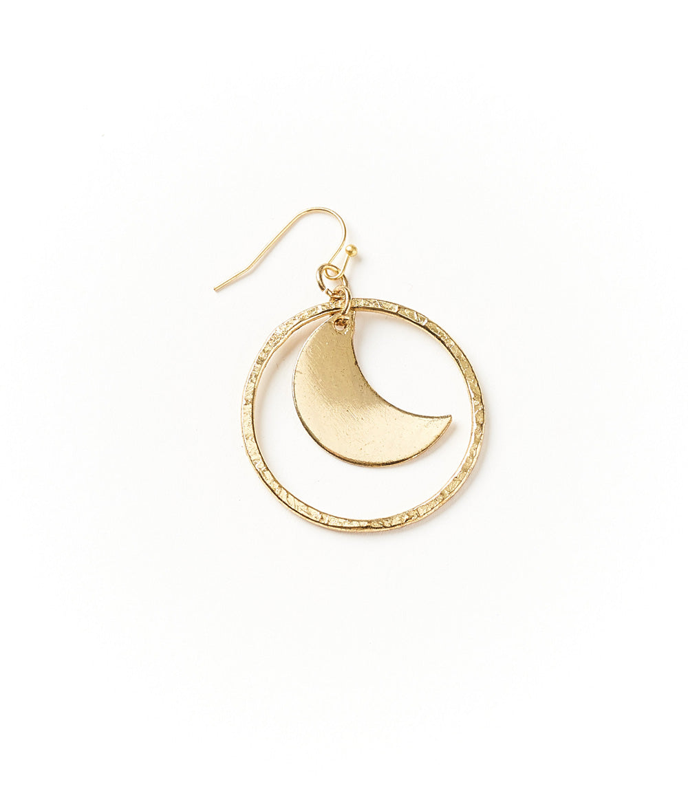 Diya Crescent Moon Hoop Dangle Earrings