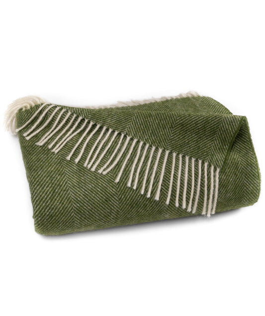 Southampton Home Shetland Lambswool Herringbone Throw – Evergreen | Woven in England