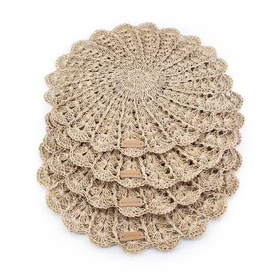 S/4  Hand Crocheted Round Placemat - Gio