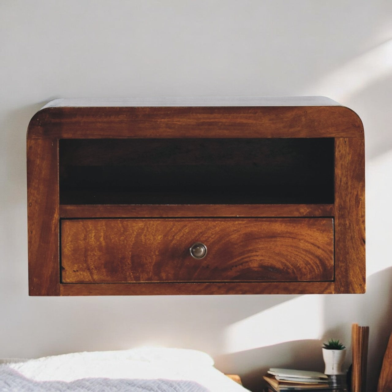 Chunky Chestnut Floating Bedside Table