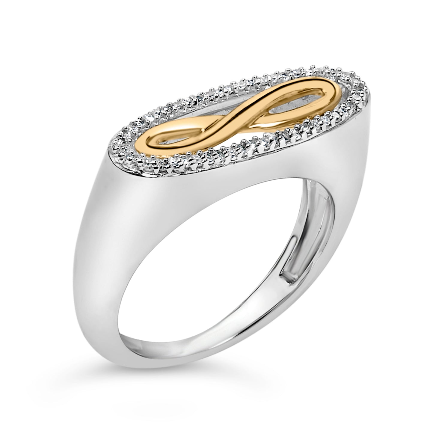 14K Yellow Gold Plated Sterling Silver Diamond Accent Infinity Ring