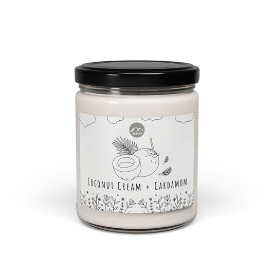 Coconut Cream Cardamom Soy Candle, Relaxing Aromatherapy Gift, Home Fragrance, Eco-Friendly Candle, Self-Care, Cozy Decor -- 9 oz