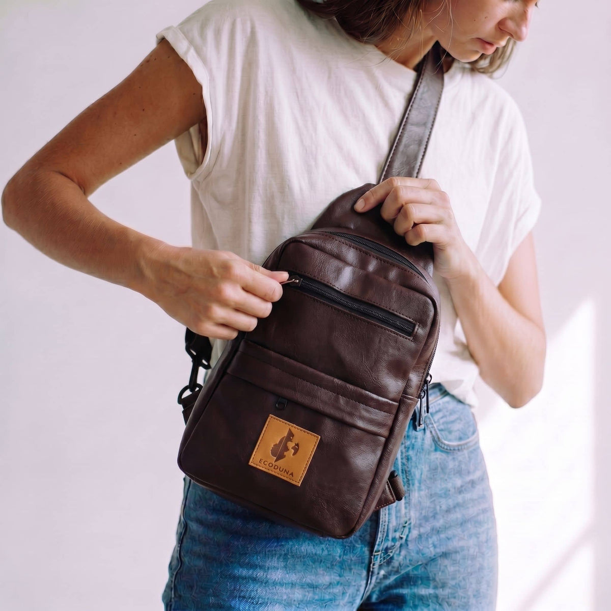Vegan Leather Crossbody Bag for Women | Umoja Large Sling Bag for Men