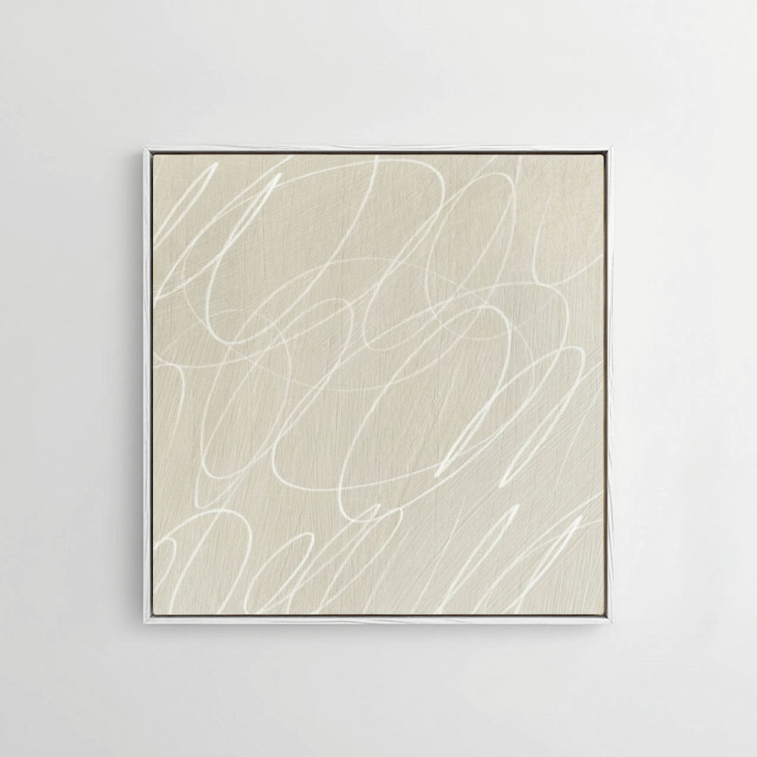 Gestural Marks in Linen by DSCVR Art Framed Square Canvas Wall Art