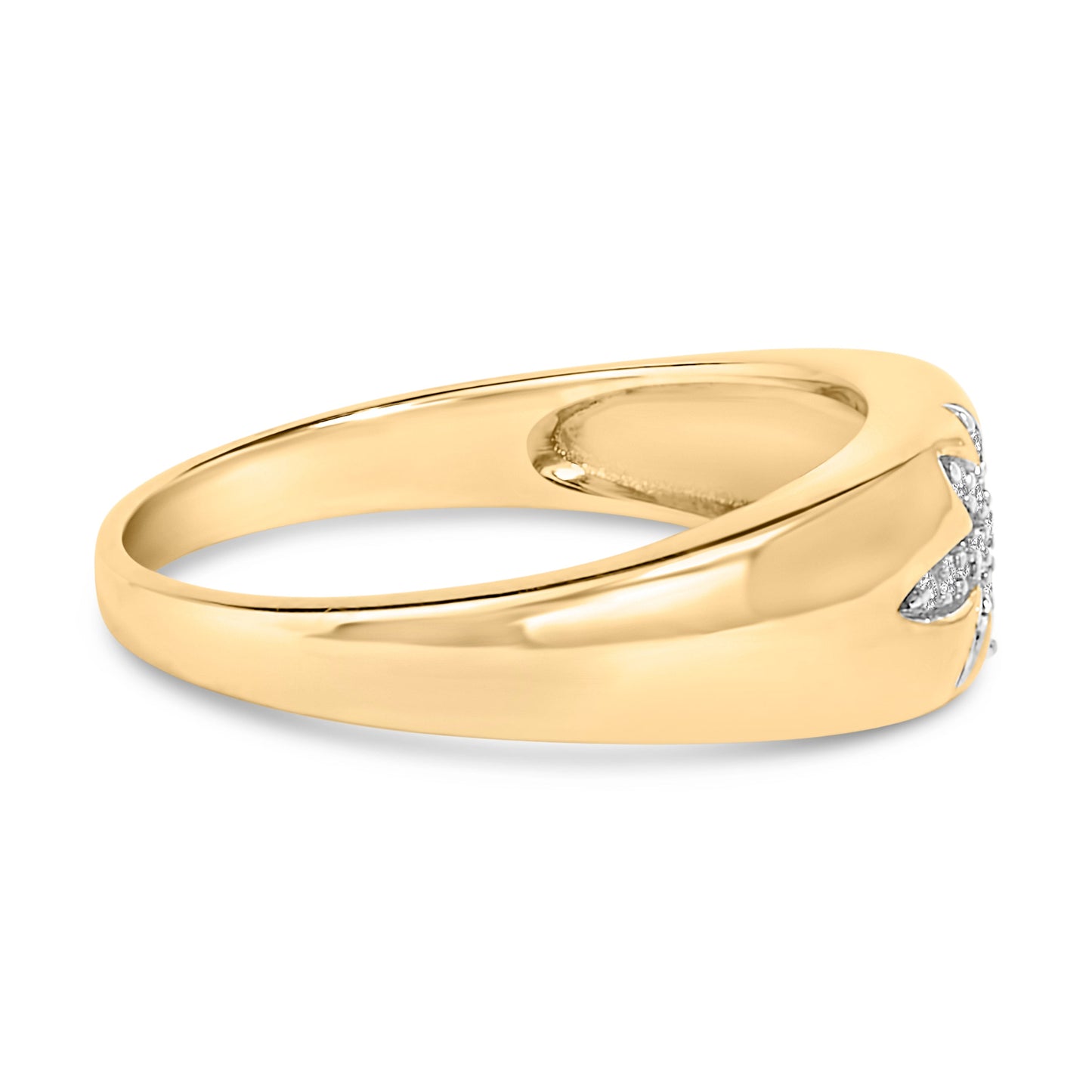 18K Yellow Gold 1/10 Cttw Diamond Star Burst Inlay Ring