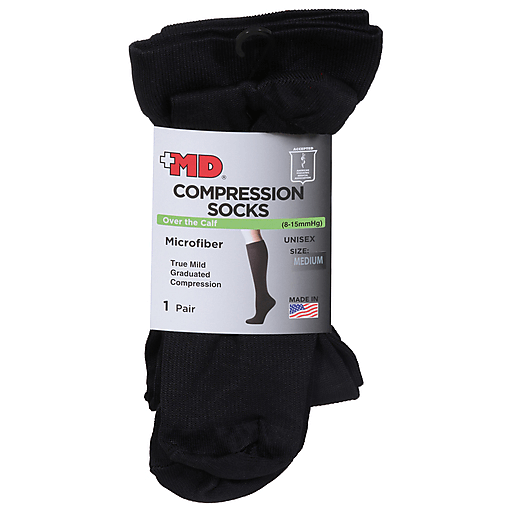 +MD Md Microfiber Over The Calf Compression Socks Black, Medium