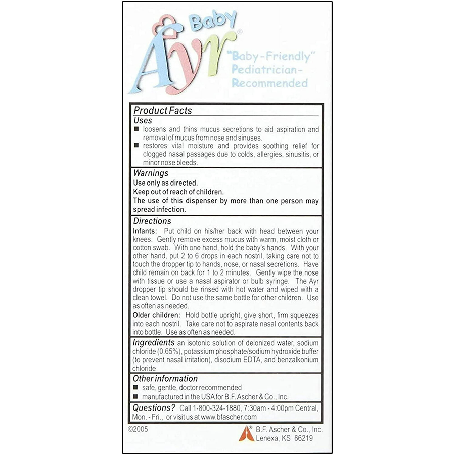 Ayr Baby, Nose Spray/Drops, Saline, 1 Oz