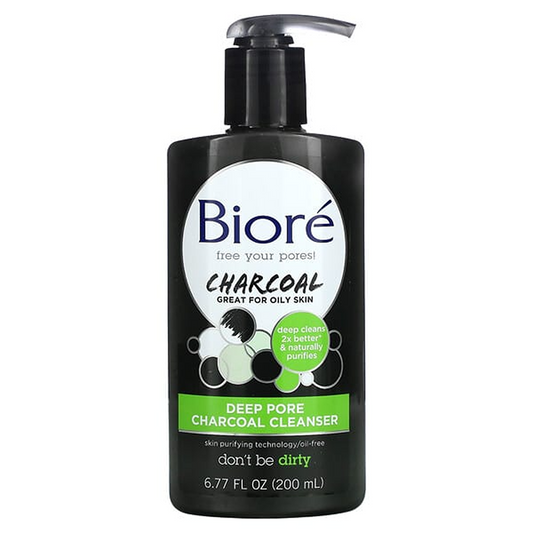 Biore Deep Pore Charcoal Cleanser For Oily Skin, 6.77 Fl Oz