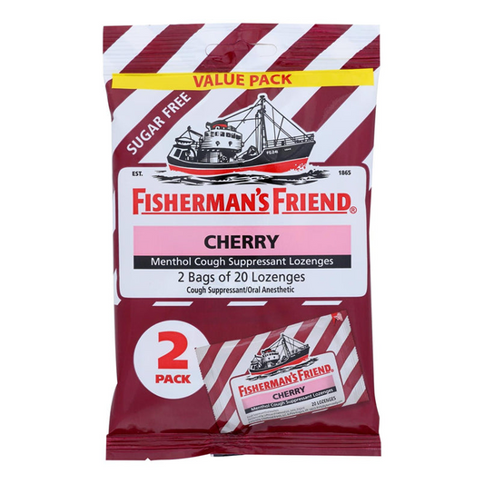 Fisherman's Friend Menthol Cough Suppressant Lozenges, Sugar Free, Cherry, 40 Lozenges