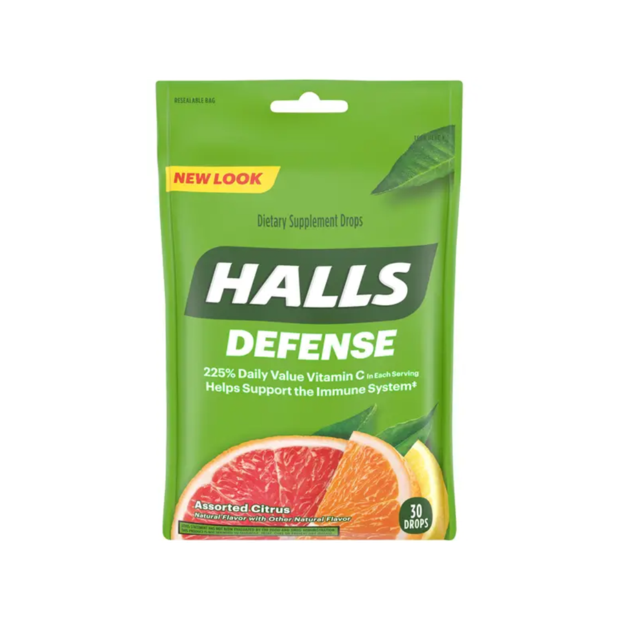 Halls Dietary Supplement Drops, Immune System Defense, Assorted Citrus