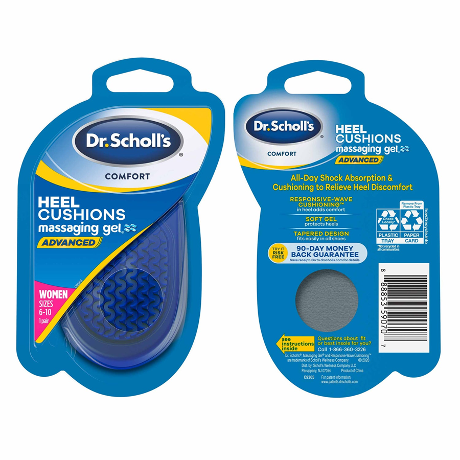 Dr. Scholl's Massaging Gel Advanced Heel Cushions For Women Size 6-10